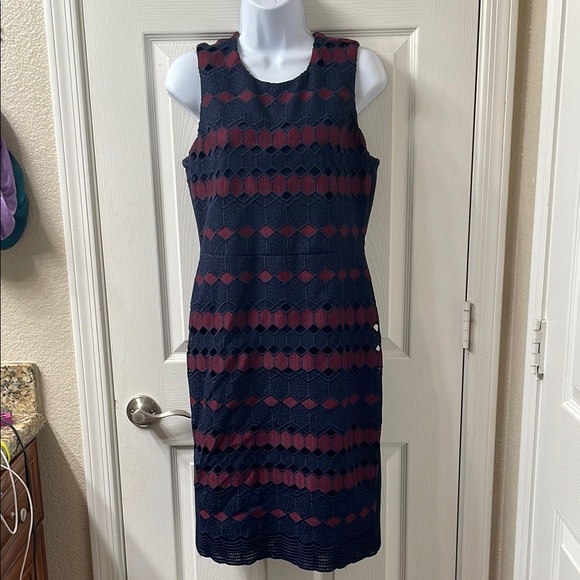 Calvin Klein Dresses & Skirts - Calvin Klein Navy and Burgundy Sleeveless Dress